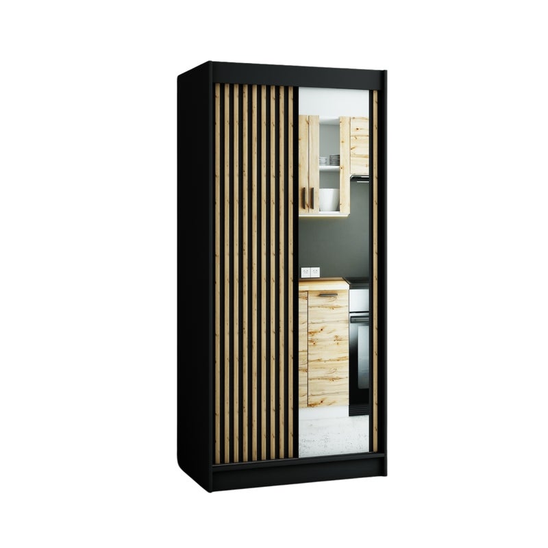 Szafa przesuwna garderoba LAMELO 2 100 x 62 x 200 cm Czarny - Abiks Meble