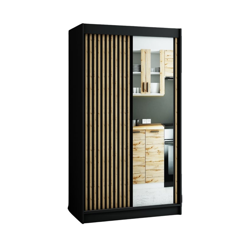 Szafa przesuwna garderoba LAMELO 2 120 x 62 x 200 cm Czarny - Abiks Meble