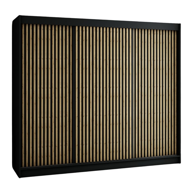 Szafa przesuwna garderoba LAMELO 1 250 x 62 x 200 cm Czarny - Abiks Meble
