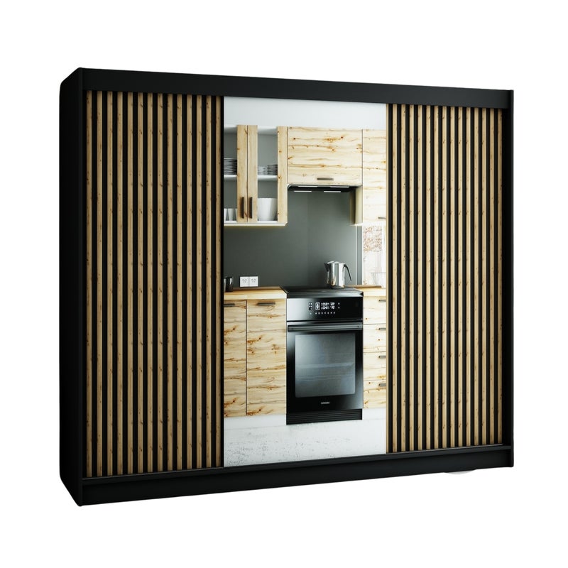 Szafa przesuwna garderoba LAMELO 2 250 x 62 x 200 cm Czarny - Abiks Meble
