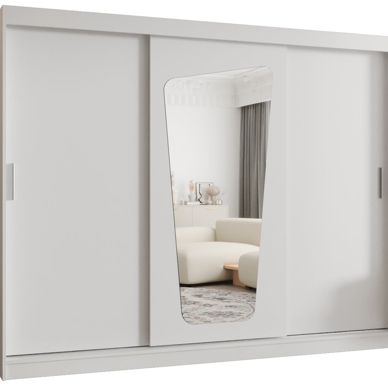 Szafa przesuwna garderoba MOKA 250 x 62 x 200 cm Biały - Abiks Meble