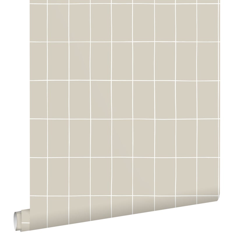 Tapeta małe kafelki beżowym - 50 x 900 cm - ESTAHOME