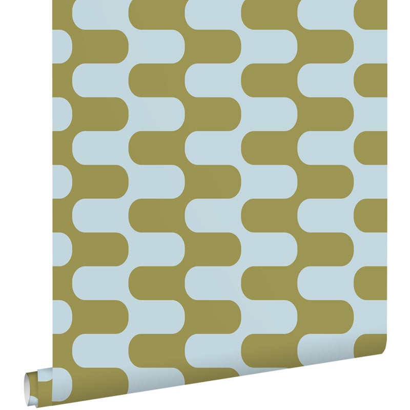 Tapeta faliste linie zielonymIniebieskim - 50 x 900 cm - ESTAHOME