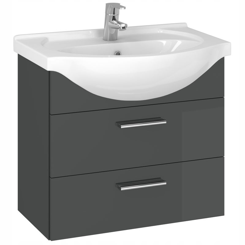 Zestaw 60 cm szafka antracyt z umywalką ceramiczną