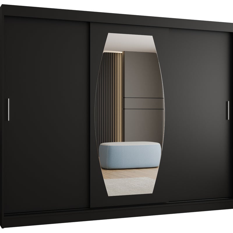 Szafa przesuwna garderoba ROSSA 250 x 62 x 200 cm Czarny - Abiks Meble