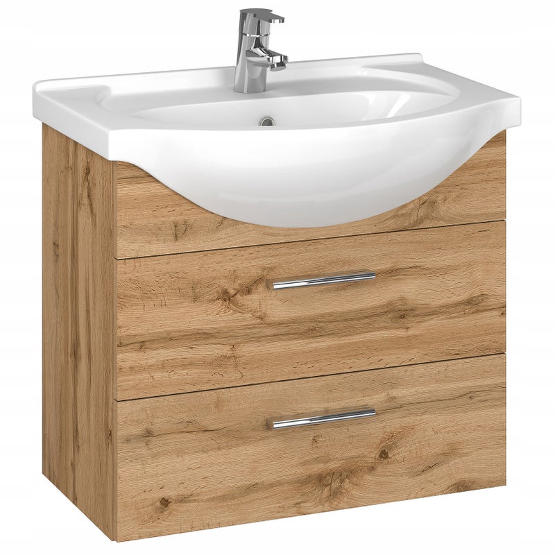 Zestaw 60 cm szafka dąb wotan z umywalką ceramiczną