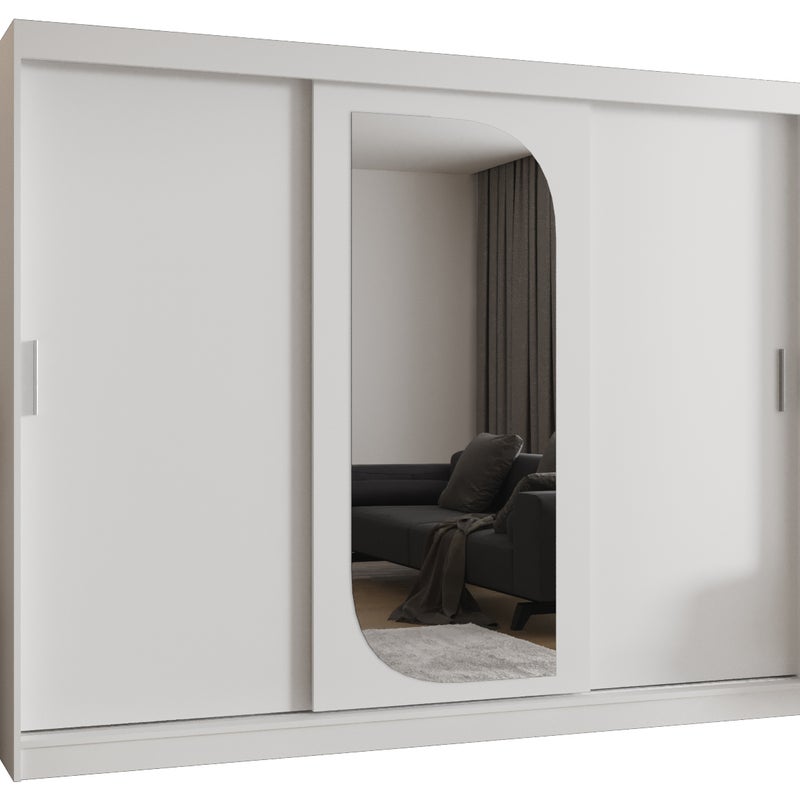 Szafa przesuwna garderoba LUCY 250 x 62 x 200 cm Biały - Abiks Meble