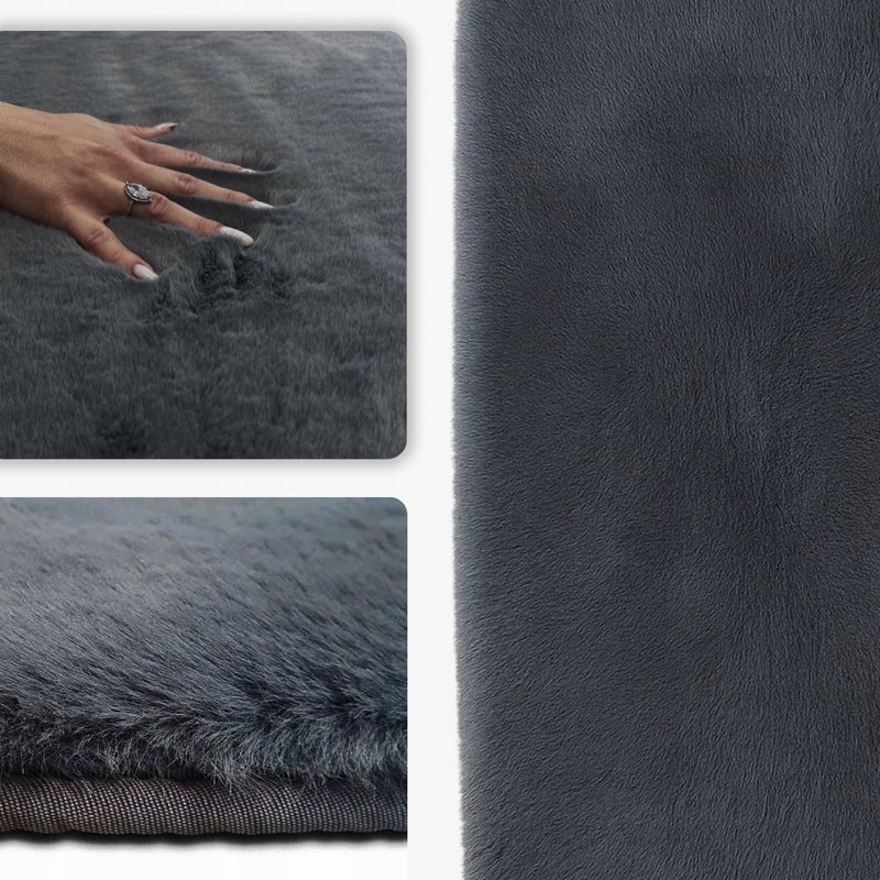 DYWAN RABBIT BELLAROSSA NOWOCZESNY SHAGGY CIEMNY SZARY 50x80