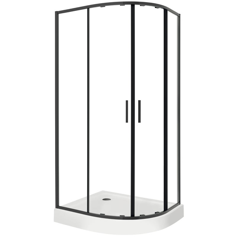 Kabina prysznicowa z brodzikiem Solid RA 80x100 BL LEWA szkło transparentne 6 mm, profile czarne KERRA