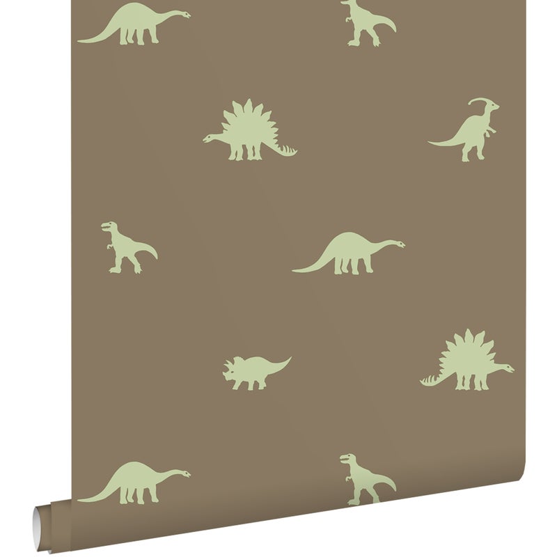 Tapeta dinozaury brązowymIzielonym - 50 x 900 cm - ESTAHOME