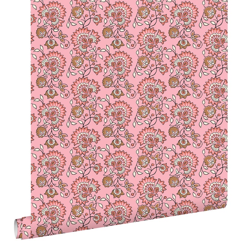 Tapeta zabytkowe kwiaty różowym - 50 x 900 cm - ESTAHOME