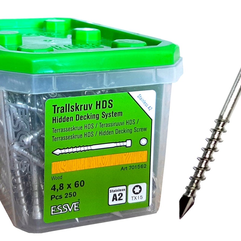 Wkręty do drewna TARASOWE ESSVE 4,8X60mm HDS PRO, stal A2 250szt.