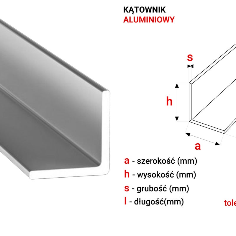Gal Industrial Kątownik Aluminiowy 60x60x5mm 400cm Aluminium EN6060 PA38+Cięcie na wymiar