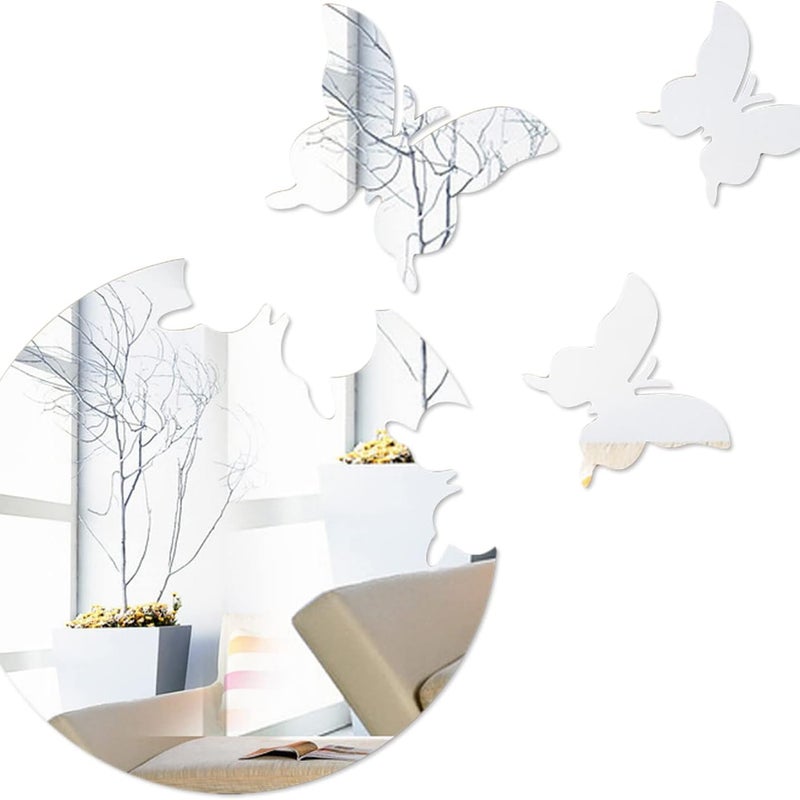 Naklejki na lustro z motylami, okrągłe, samoprzylepne, 3D, zdejmowana akrylowa dekoracja ścienna, taśma 10,6 x 11,8 cala