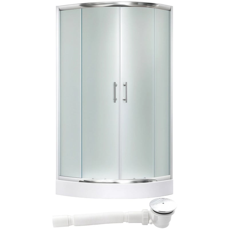 KABINA PRYSZNICOWA 80X80 CM Z NISKIM WZMACNIANYM BRODZIKIEM Z SYFONEM MROŻONE SZKŁO 5MM