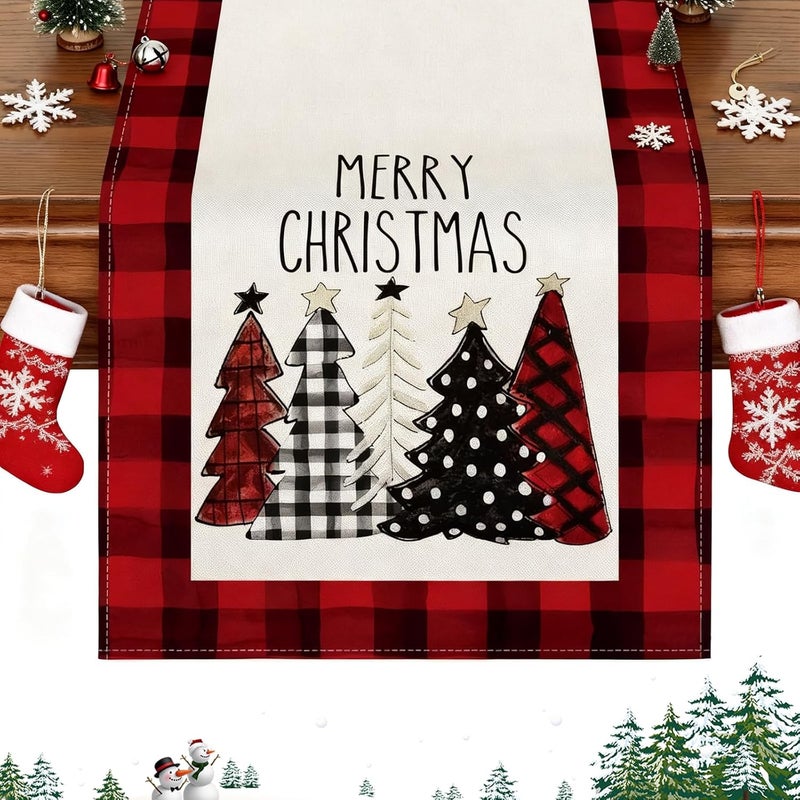 Bieżnik świąteczny, 183 cm x 33 cm, prostokątny, bieżnik świąteczny, dekoracja stołu bożonarodzeniowego, do jadalni itp.