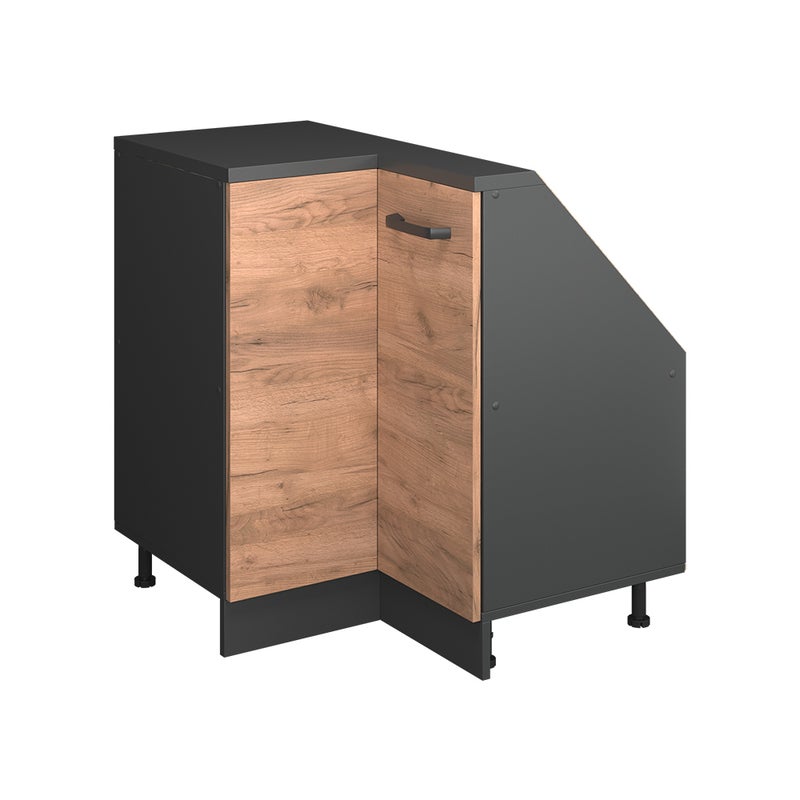 Vicco Narożna szafka kuchenna na dach skośny R-Line, Złoty dąb energetyczny, 75.6 cm z 1 drzwiami