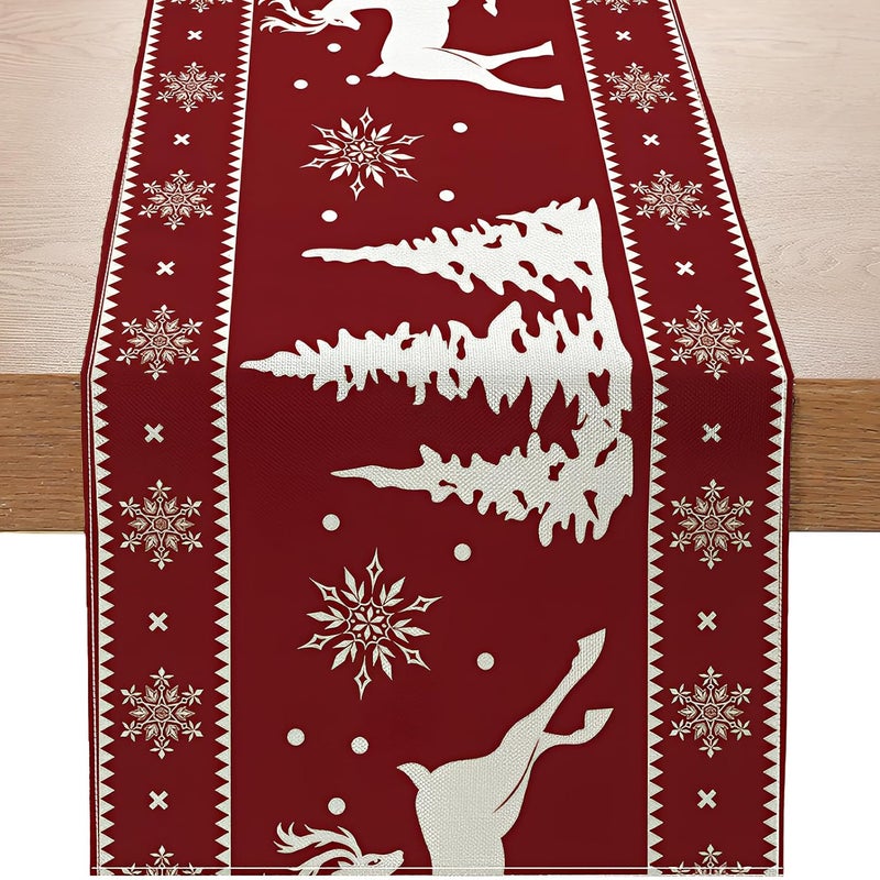 Czerwony bieżnik świąteczny 33 cm * 90 cm Elegancka dekoracja na okres świąteczny Idealna do dekoracji jadalni w Wigilię Wesołych Świąt