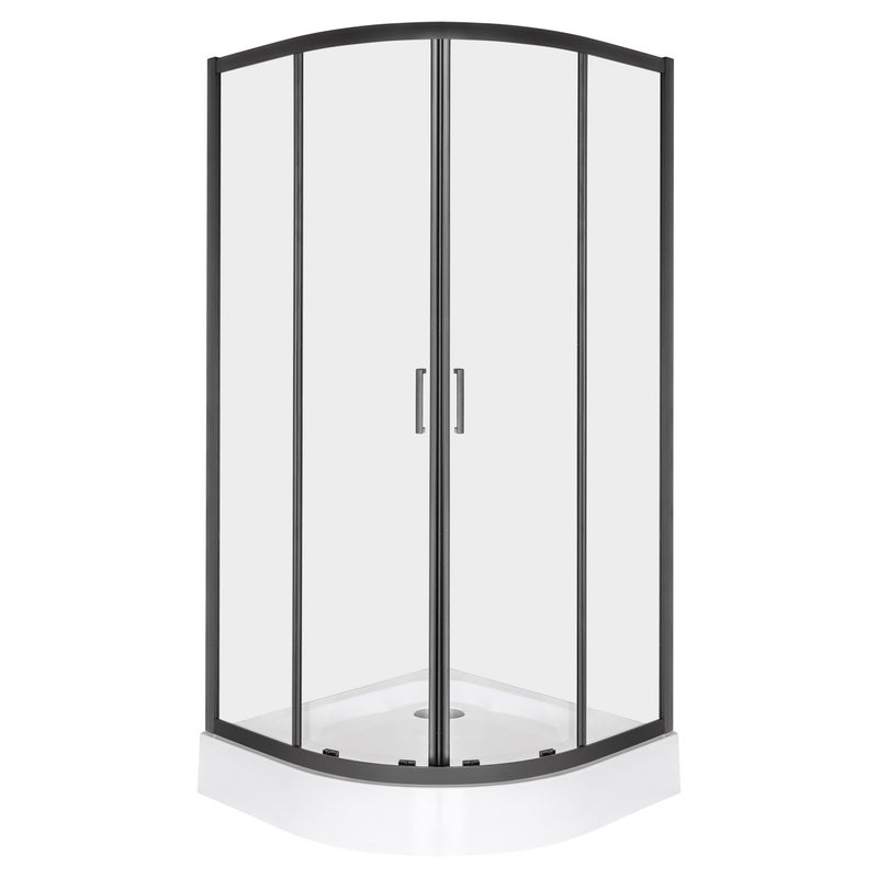 Kabina prysznicowa z brodzikiem Aruba 80 BL szkło transparentne 5 mm profile czarne KERRA