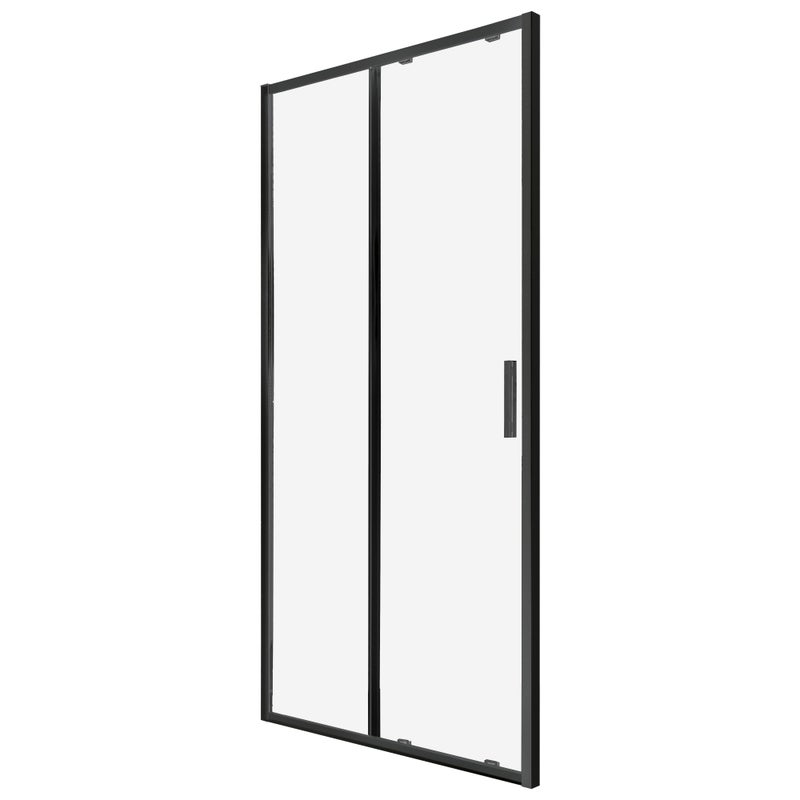 Drzwi prysznicowe przesuwne Solid DS 110 BL szkło transparentne 6 mm profile czarne KERRA
