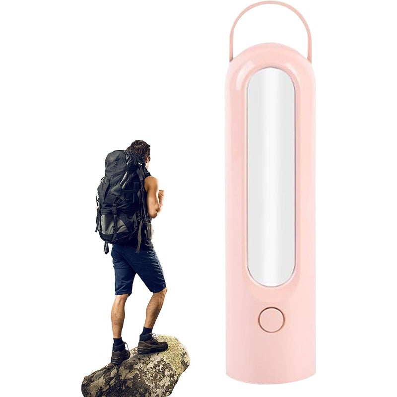 Różowa latarka kempingowa, 4,5*4,5*17,8 cm, przenośna, ładowalna lampka nocna LED, łatwa w użyciu podczas kempingu i oświetlenia zewnętrznego.