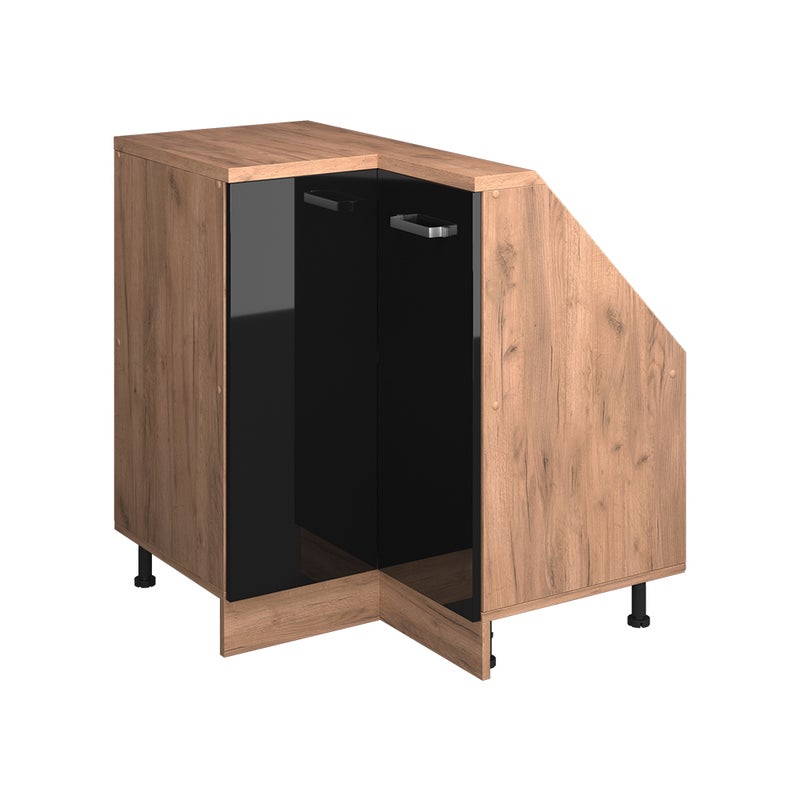 Vicco Narożna szafka kuchenna na dach skośny R-Line, Czarny wysoki połysk, 75.6 cm z 1 drzwiami