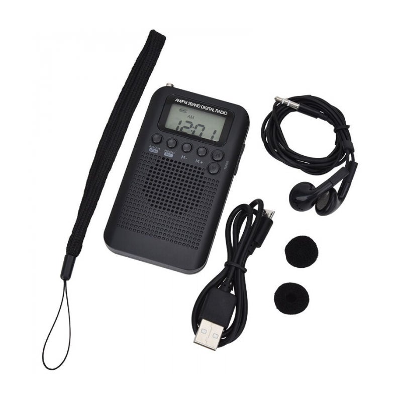 Przenośne mini radio kieszonkowe z głośnikiem FM/AM, cyfrowy odbiornik stereo DSP z budzikiem i timerem do użytku domowego i na zewnątrz, radio osobis