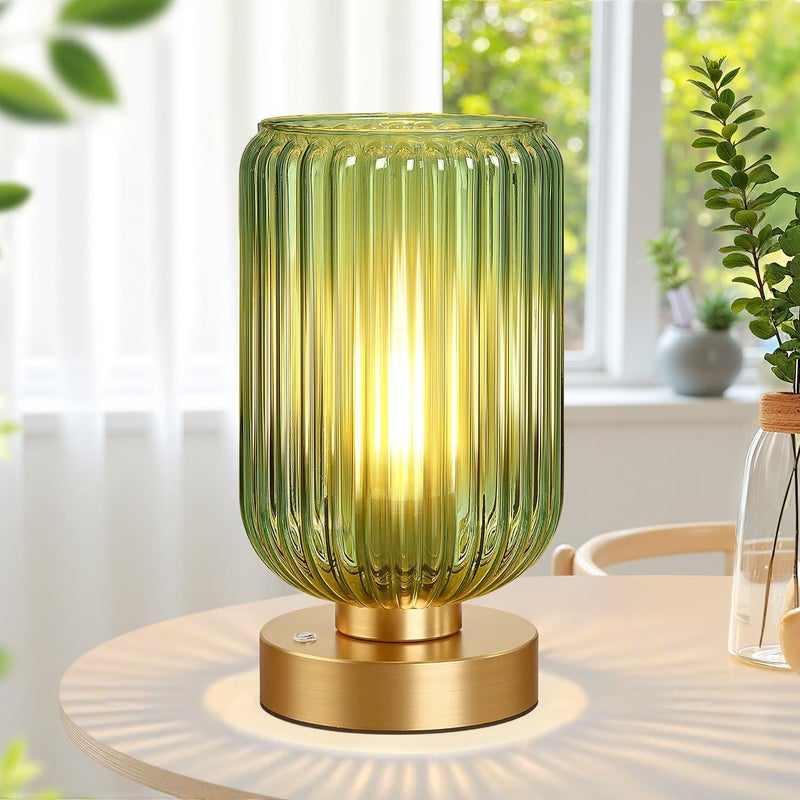 Lampa stołowa Lampka nocna LED dotykowa ściemniana,7500mAh szklana lampa stołowa z funkcją ładowania dekoracyjna do sypialni (Żarówka w zestawie)
