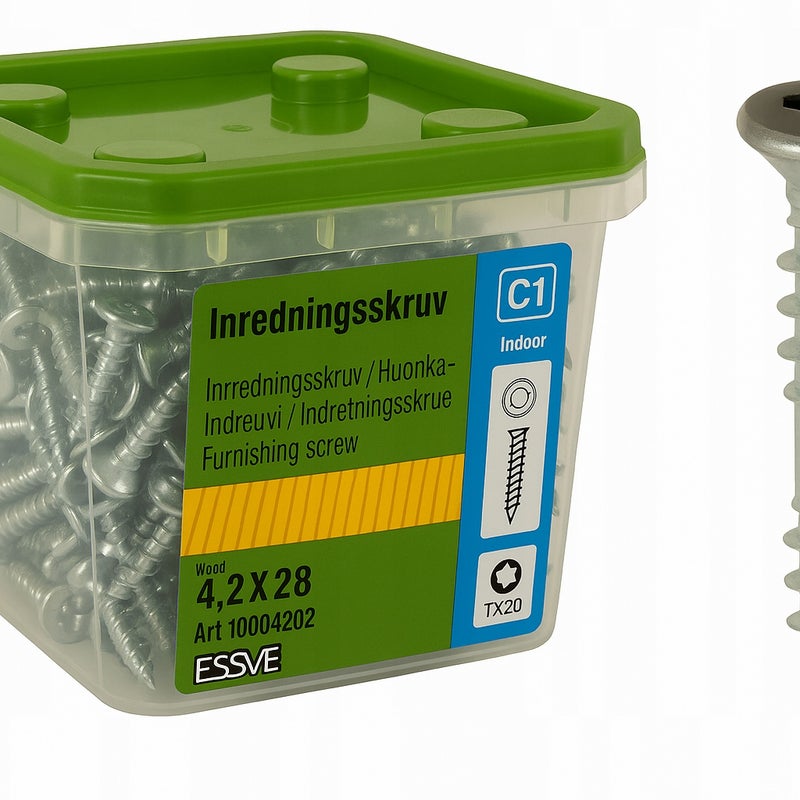 Wkręty do drewna, mebli, korpusów ESSVE 4,2x28mm SREBRNE 250szt.