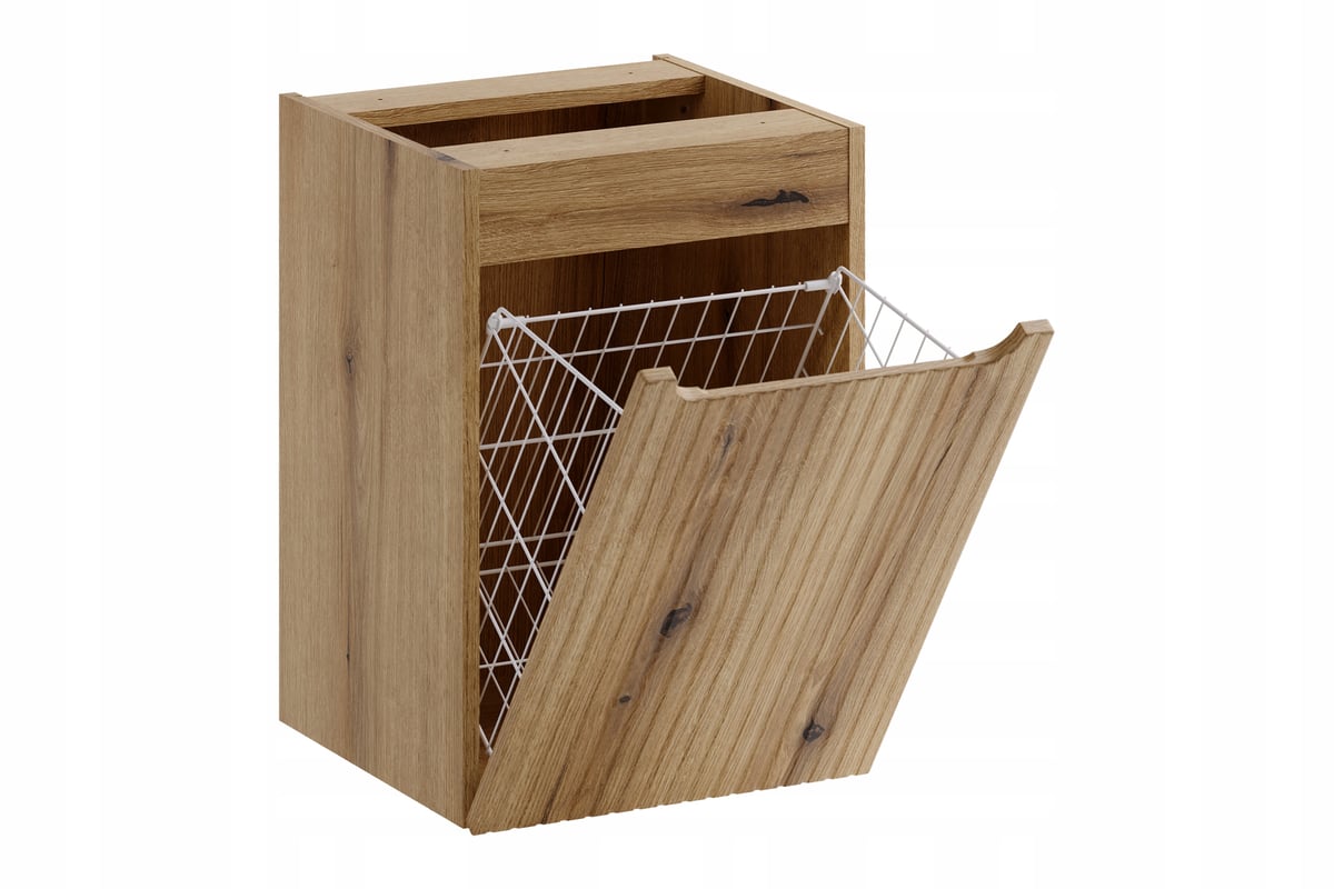 Szafka łazienkowa 40 cm dąb coast evoke z koszem ryflowana