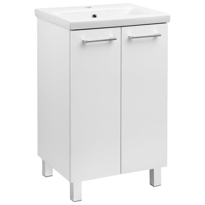 Zestaw 50 cm szafka biała z umywalką ceramiczną