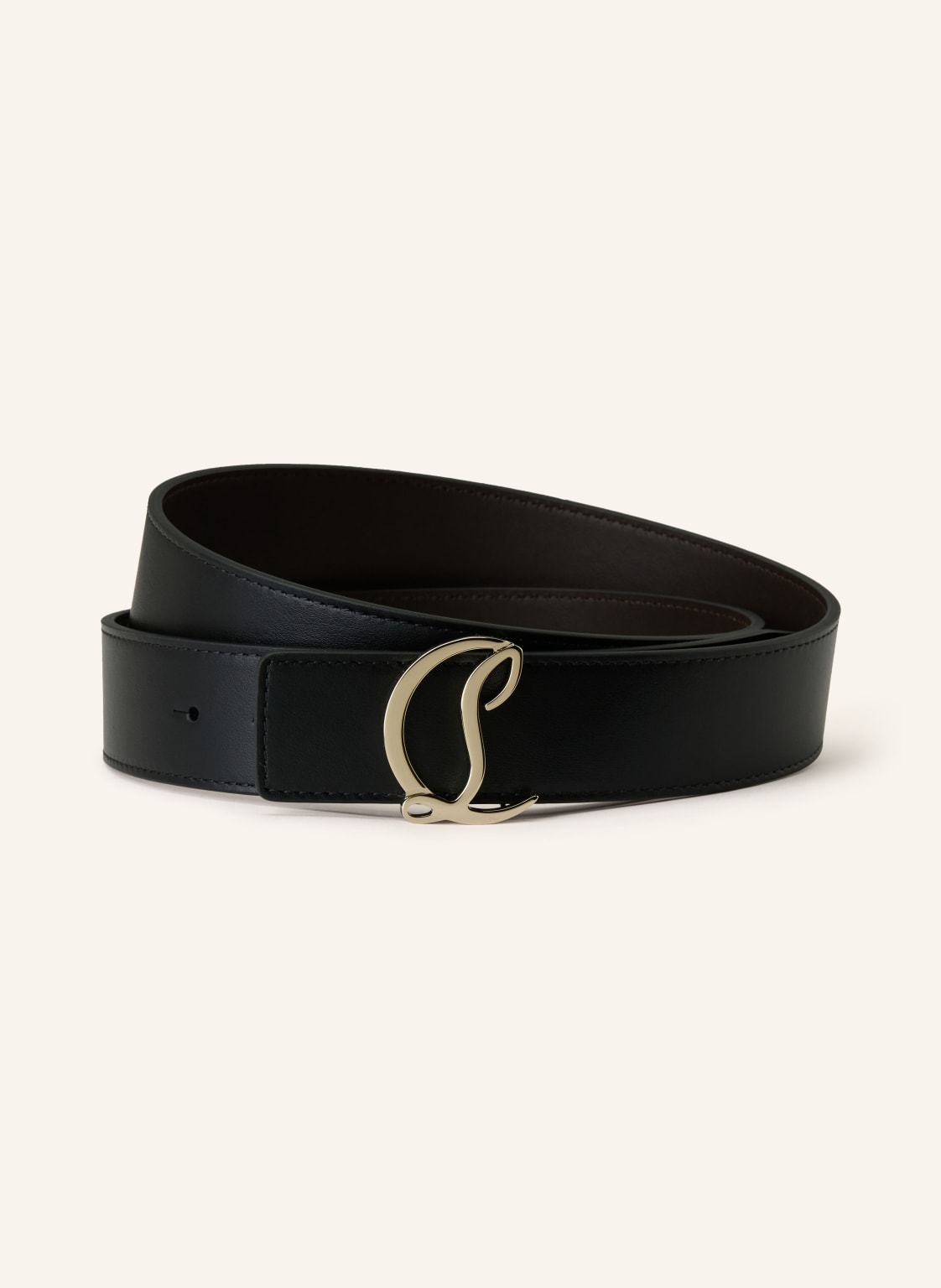 Christian Louboutin Skórzany Pasek Mooncrest Dwustronny schwarz