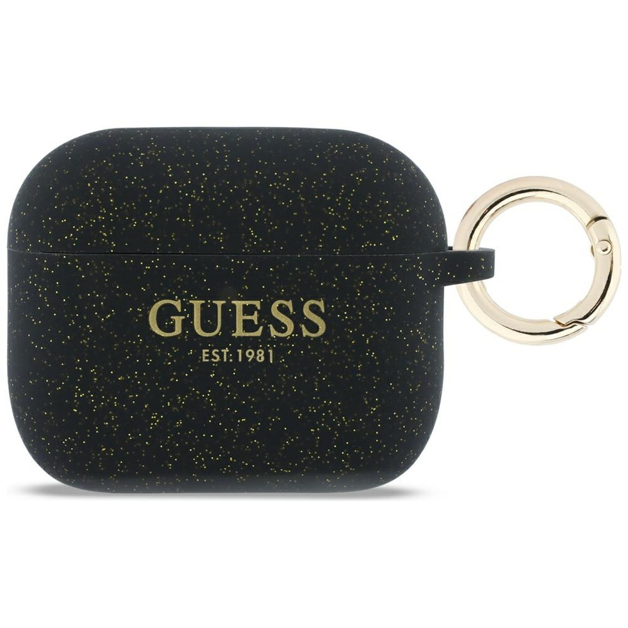 Etui Guess Silicone Glitter Ring do AirPods Pro 3 czarny