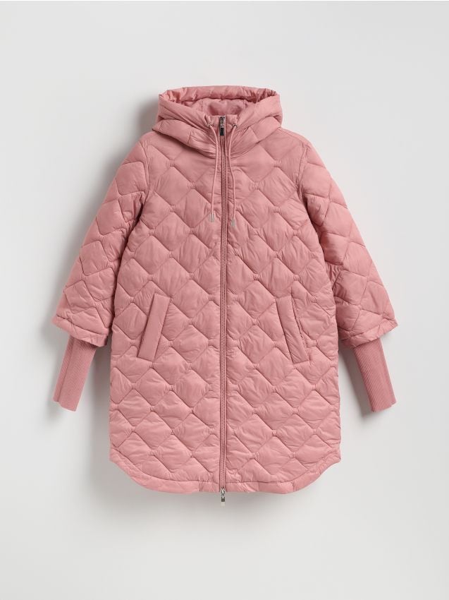 Reserved - Długa kurtka z kapturem - brudny róż