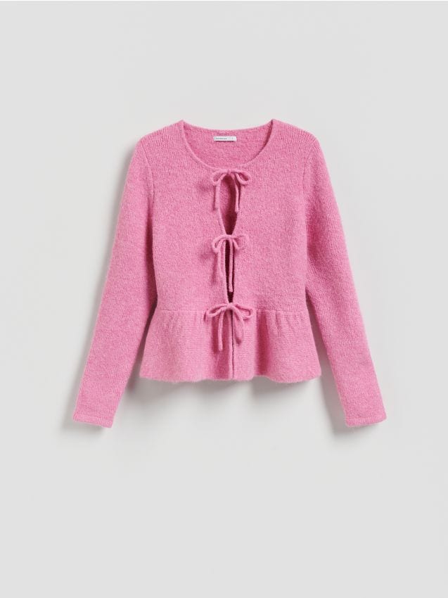 Reserved - Sweter z wiązaniami - różowy