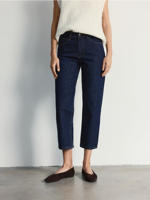 Reserved - Jeansy straight - granatowy