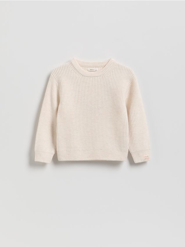 Reserved - Sweter z dodatkiem bawełny - kremowy