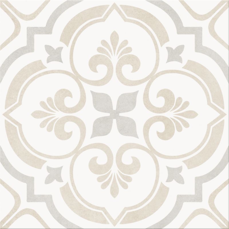 Gres Leonora GoodHome 30 x 30 cm white floral 1,33 m2