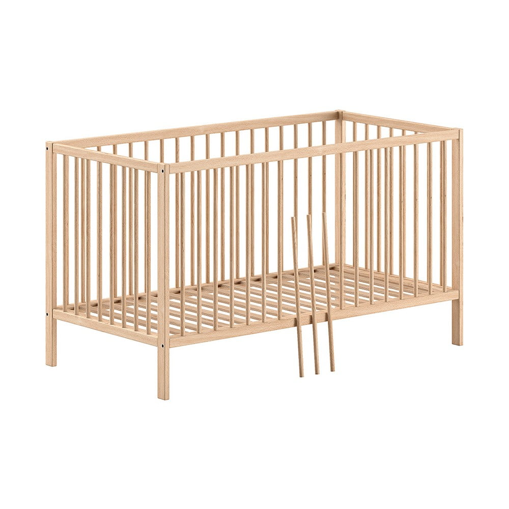 Łóżeczko z litego drewna sosnowego 70x140 cm w naturalnym kolorze DINO – Vipack