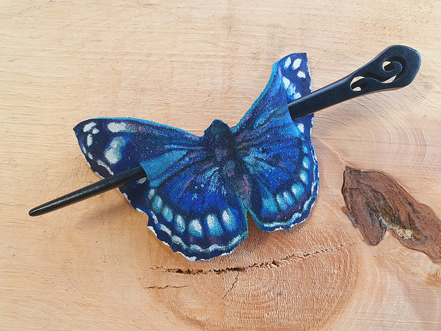 Skórzana spinka blue monarch