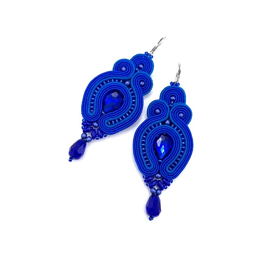 Kolczyki sutasz niebieskie chabrowe Verra wieczorowe z kryształkami