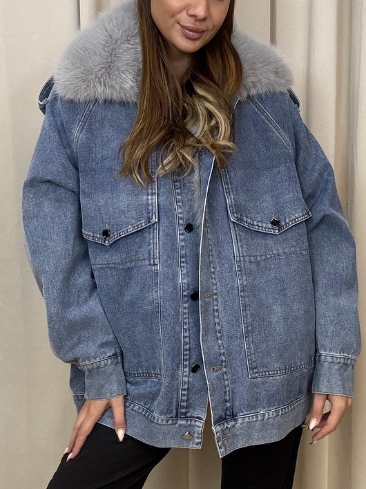 Jeansowa ocieplana kurtka