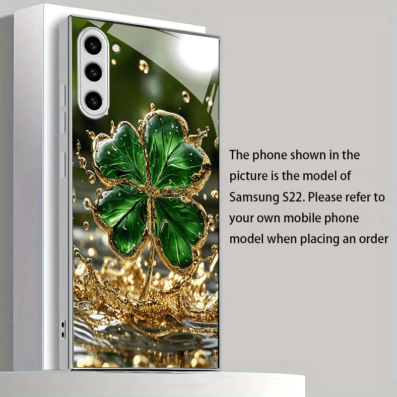 TEMU Złoty Wzór Czterolistnej Koniczynki Etui na Telefon, Posrebrzone dla for Samsung Galaxy S25 Ultra/S25 Edge/S25 Plus/S25/S24 Ultra/S24 Plus/S24