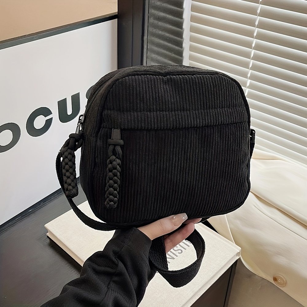TEMU Damska torebka na ramię w stylu vintage, uniwersalna torebka crossbody z sztruksu Harajuku, japońska codzienna saszetka na telefon i klucze z