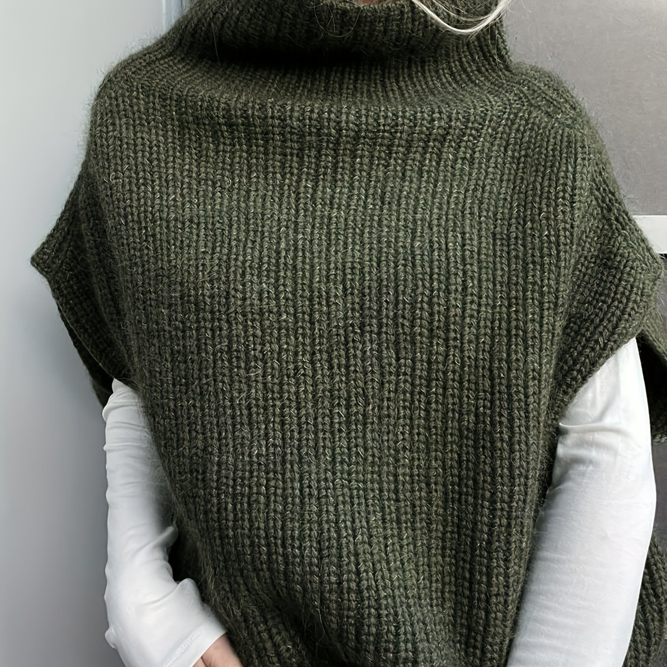 TEMU Europejskie i amerykańskie, transgraniczne swetry wiosenno-jesiennych, uniwersalne swetry damskie z krótkim rękawem w jednolitym kolorze.