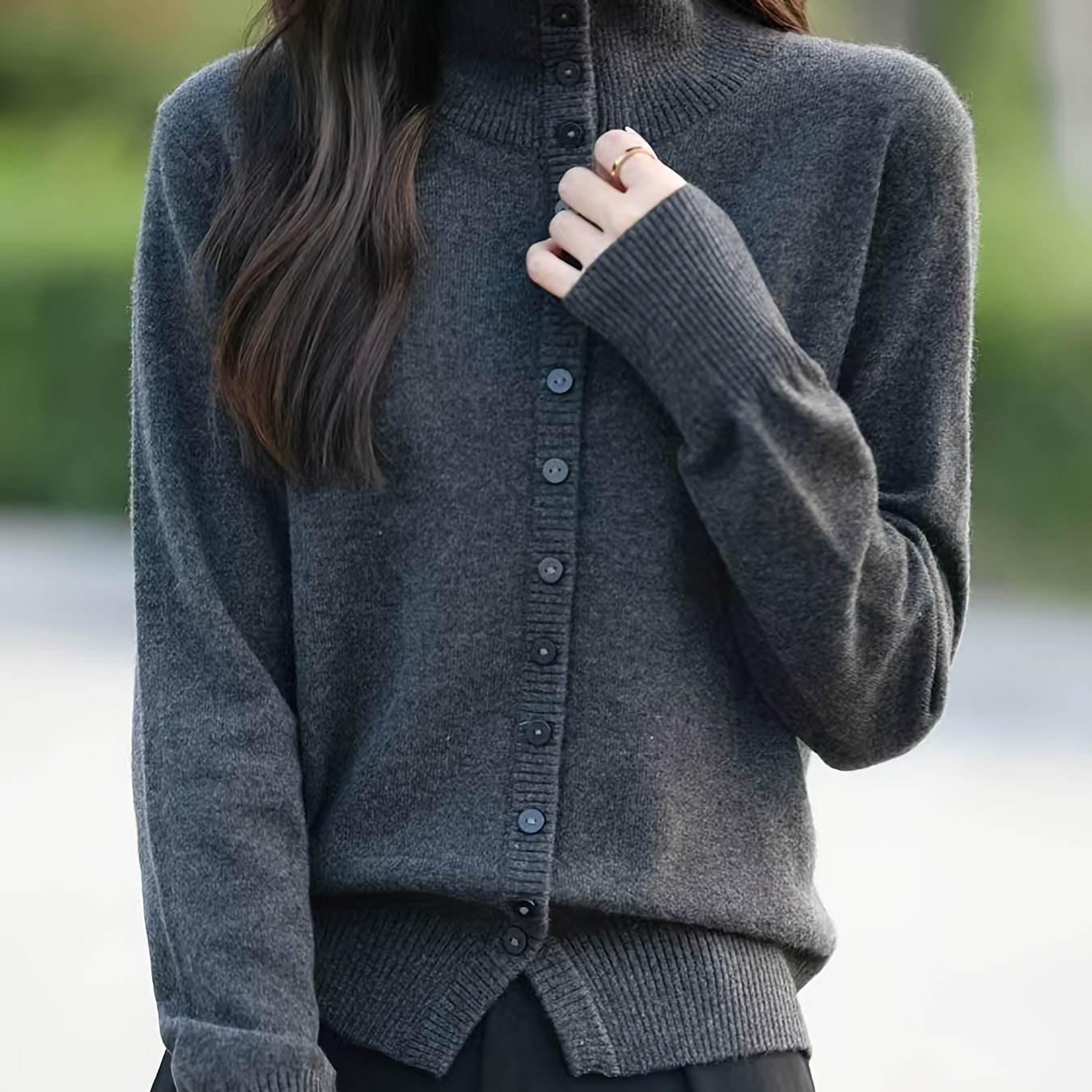 TEMU Elegancki Nowy Jesień/ Modowy Wysokiej Jakości Wielofunkcyjny Płaszcz z Wysokim Kołnierzem i Jednorzędowym Zapięciem Sweter z Igłami do Włosów