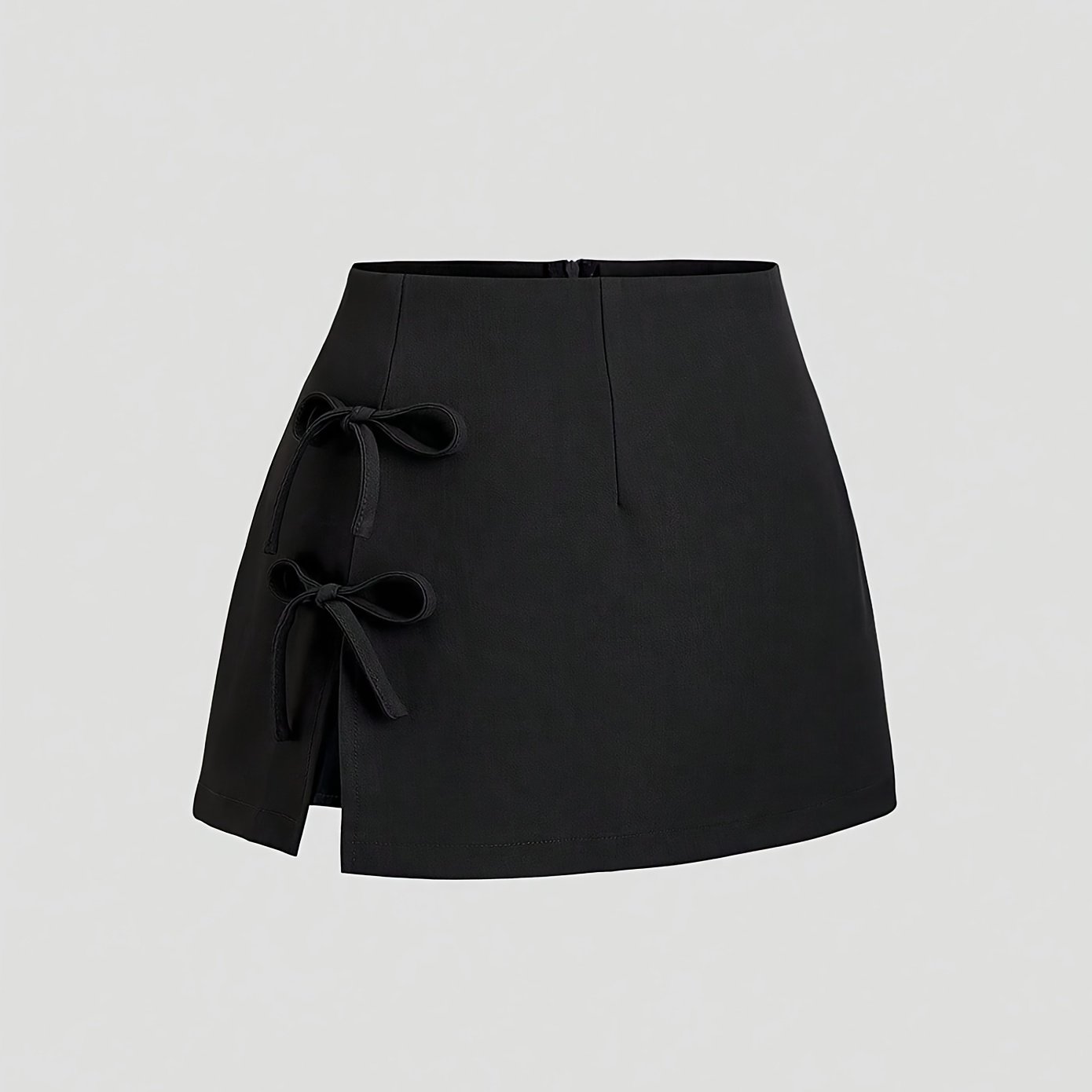 TEMU Elegancka Krótka Mini Spódnica z Kokardą i Rozcięciem - Krótka Spódnica na Przyjęcie i Wesele, Jednokolorowa, Nieelastyczna, Nadająca się do