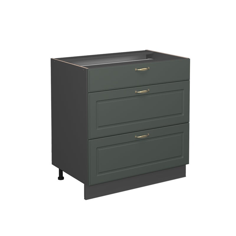 Vicco Szafka dolna do kuchni Fame-Line, Green Gold Country, 80 cm z 3 szufladami, bez blatu roboczego