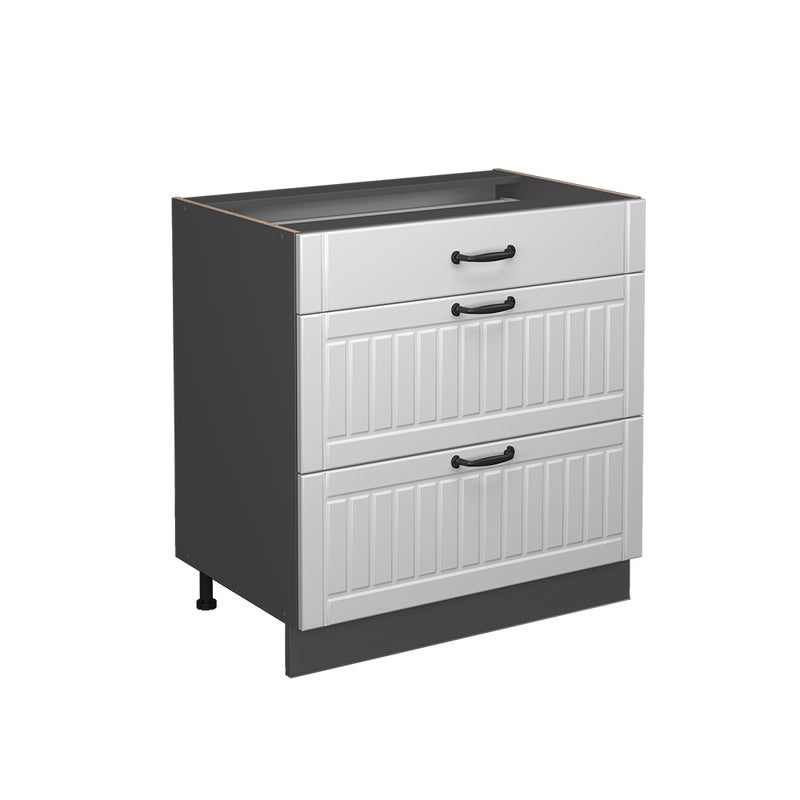 Vicco Szafka dolna do kuchni Fame-Line, Biały domek wiejski, 80 cm z 3 szufladami, bez blatu roboczego