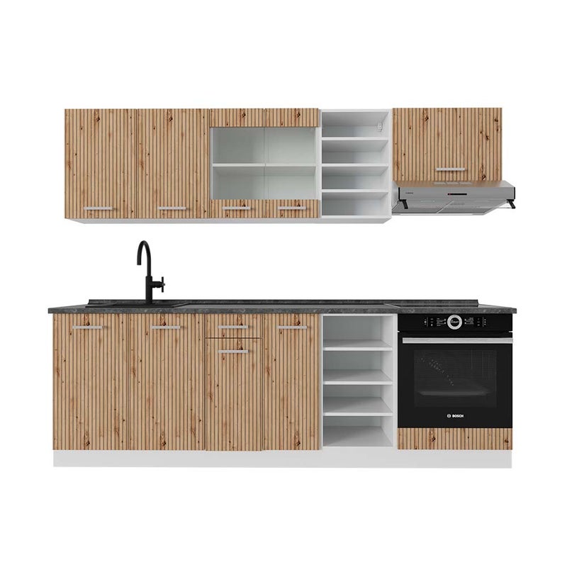 Vicco Zabudowa kuchenna R-Line, Dąb rzemieślniczy/biały, 240 cm , BP Antracyt